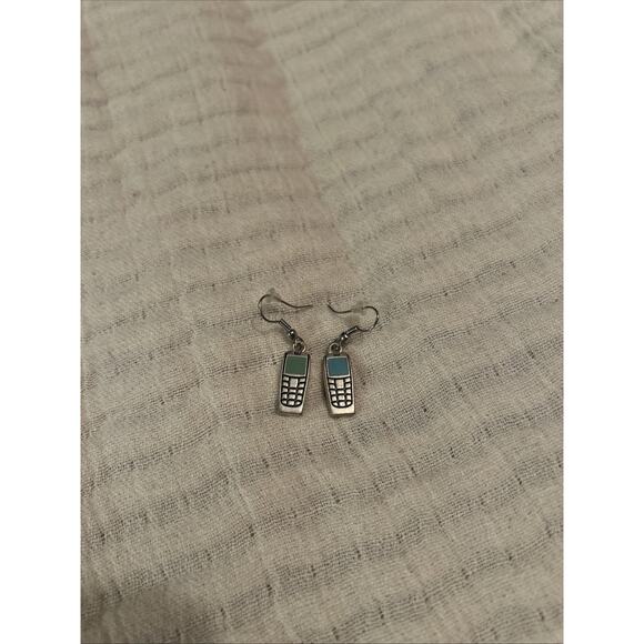 Vintage Nokia Phone Shape Earrings Dangle Cell Retro - Picture 1 of 2